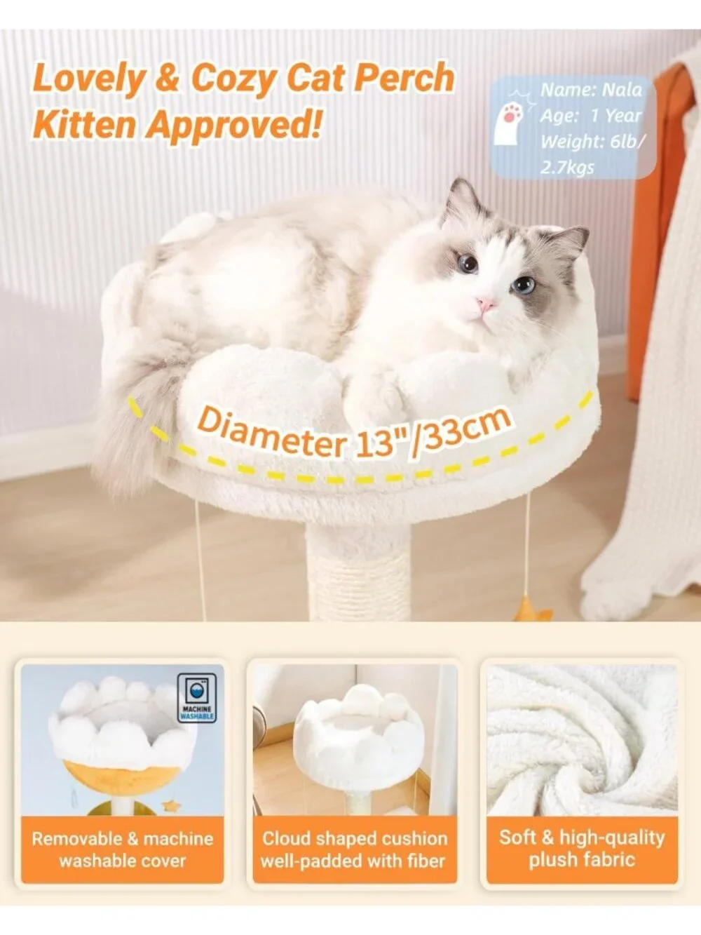New Cloud Cat Scratching Post with Bed Cat Tree Tower with Soft Perch